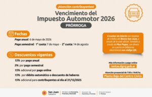 DGR informa la prórroga de vencimientos y beneficios del Impuesto Automotor 2026
