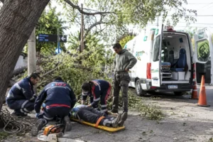 Murió el hombre que cayó en altura mientras podaba un árbol en Capital