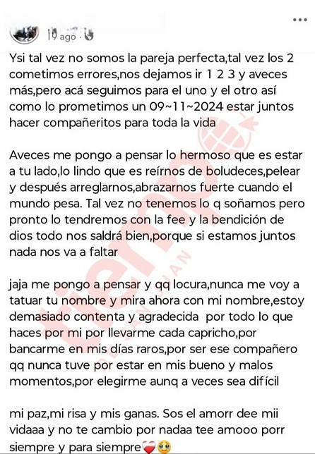 "Quien oculta y miente, siempre pierde": los otros posteos de la novia apuntada por el crimen en Chimbas y cómo era la relación con el asesino